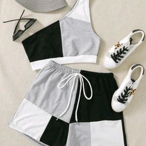 Colour Block Set - One Shoulder